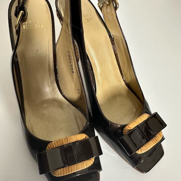 Stuart Weitzman Women's Woven Open Square Toe Ankle Strap Heels Size 9.5 - Picture 11 of 12